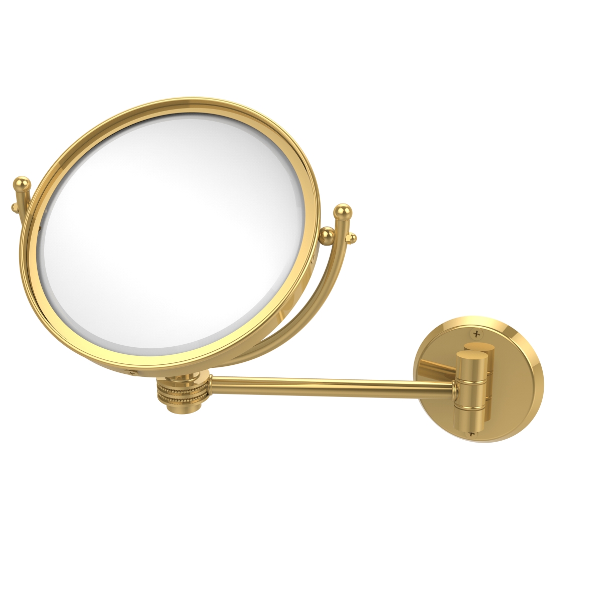 WM-5D-5X-UNL Dotted Ring Style 8 in. Wall Mounted Make-Up Mirror 5X Magnification, Unlacquered Brass -  Allied Brass, WM-5D/5X-UNL