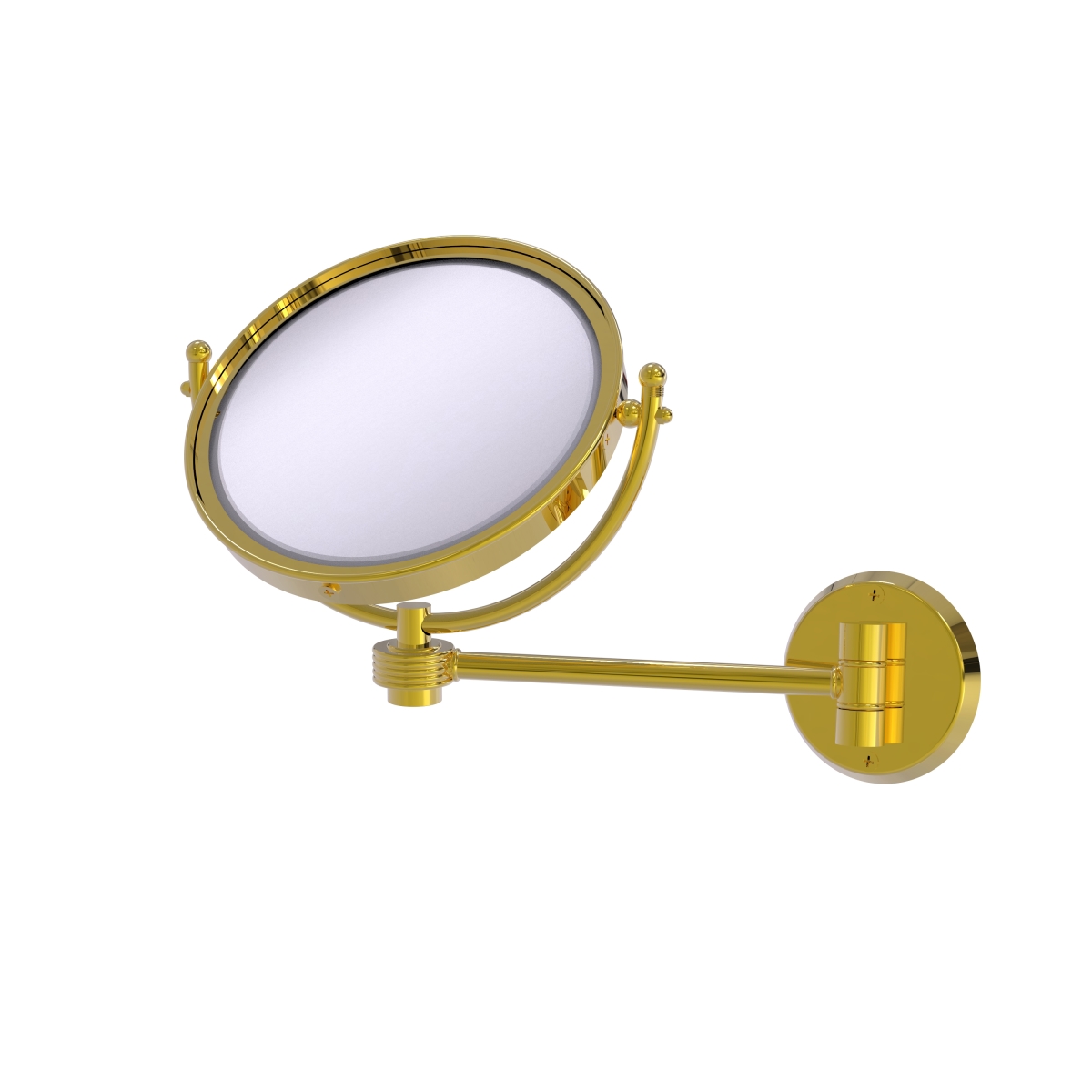 WM-5G-5X-UNL Grooved Ring Style 8 in. Wall Mounted Make-Up Mirror 5X Magnification, Unlacquered Brass -  Allied Brass, WM-5G/5X-UNL