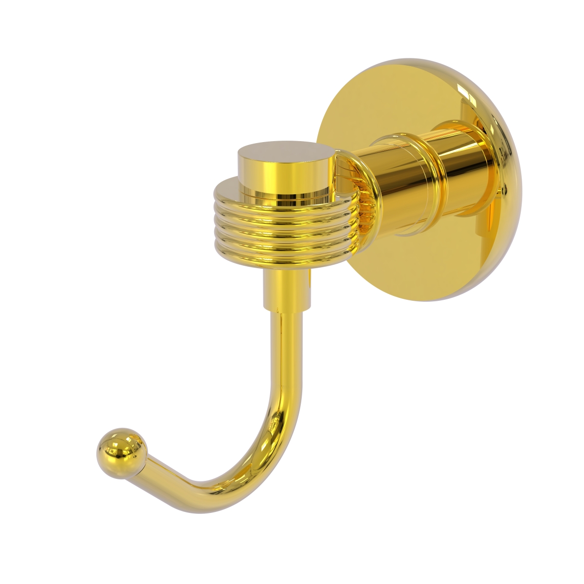 Picture of Allied Brass 2020G-UNL Continental Collection Robe Hook with Groovy Accents, Unlacquered Brass