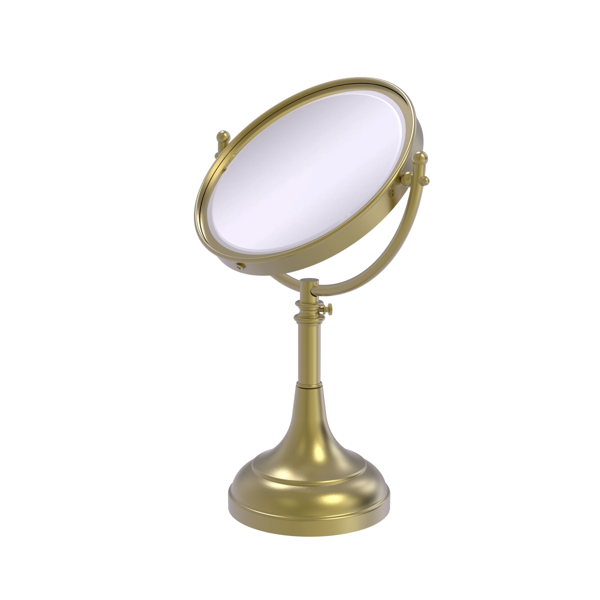 Picture of Allied Brass DM-1-2X-SBR Height Adjustable 8 in. Vanity Top Make-Up Mirror 2X Magnification, Satin Brass