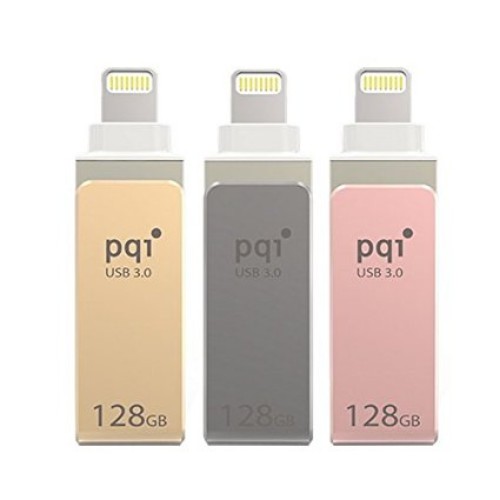 Picture of PQI 6I04-128GR3001 iConnect Mini Apple Mfi 128 GB Mobile Flash Drive with Lightning Connector for iPhones&#44; iPads&#44; Mac & PC USB 3.0 - Rose Gold