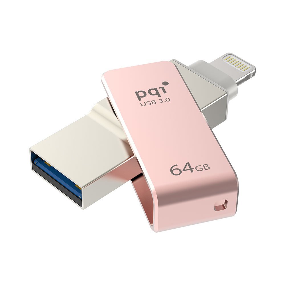 Picture of PQI 6I04-064GR3001 iConnect Mini Apple Mfi 64 GB Mobile Flash Drive with Lightning Connector for iPhones&#44; iPads&#44; Mac & PC USB 3.0 - Rose Gold