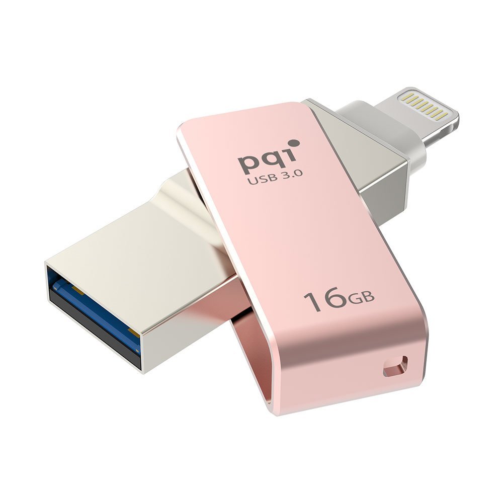 Picture of PQI 6I04-016GR3001 iConnect Mini Apple MFi 16 GB Mobile Flash Drive with Lightning Connector for iPhones, iPads, Mac & PC USB 3.0 - Rose Gold