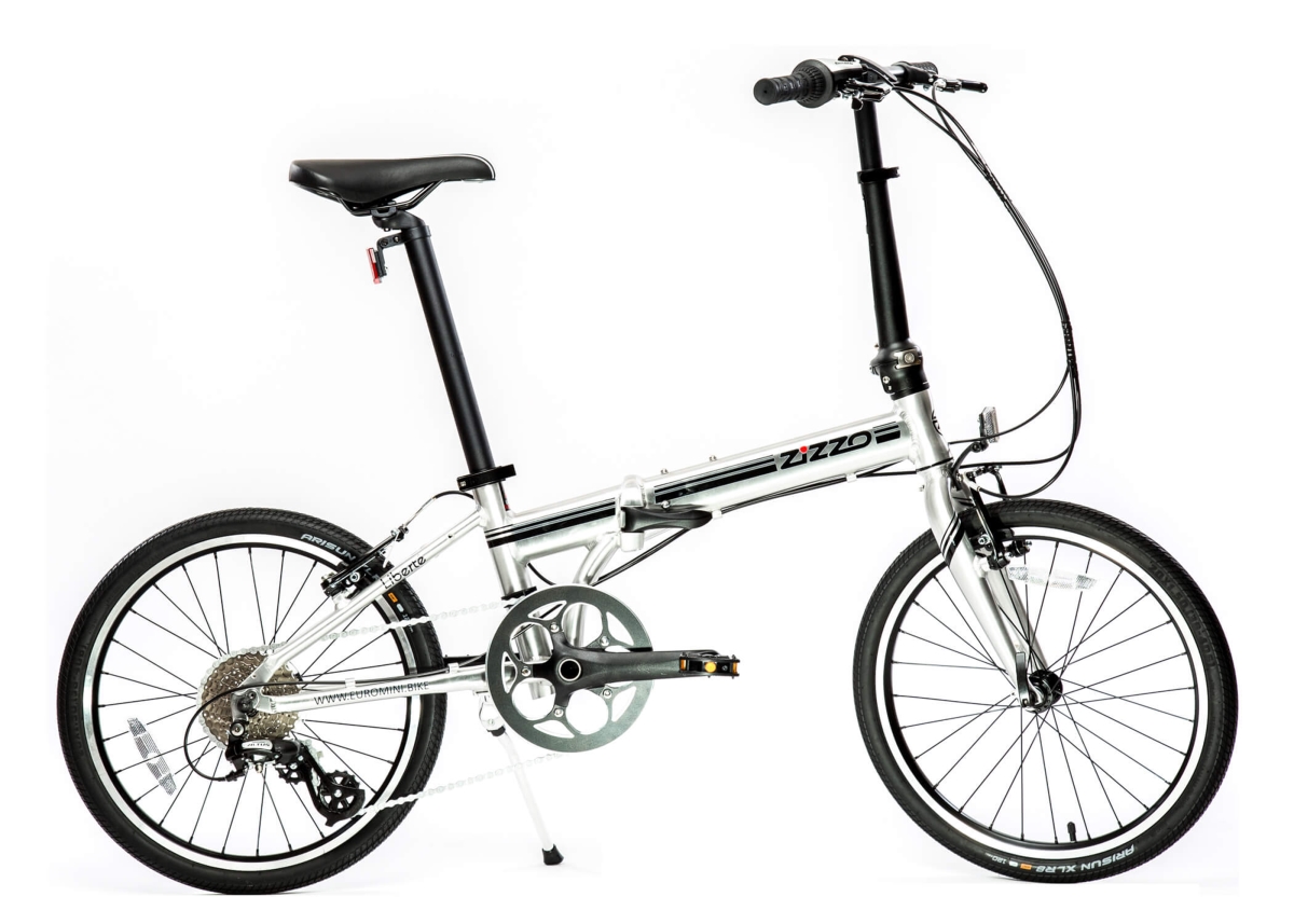 Zizzo Liberte 16031 20 in. Lightweight Aluminum Frame Shimano 8-Speed Folding Bike&#44; Silver & Black - 23 lbs