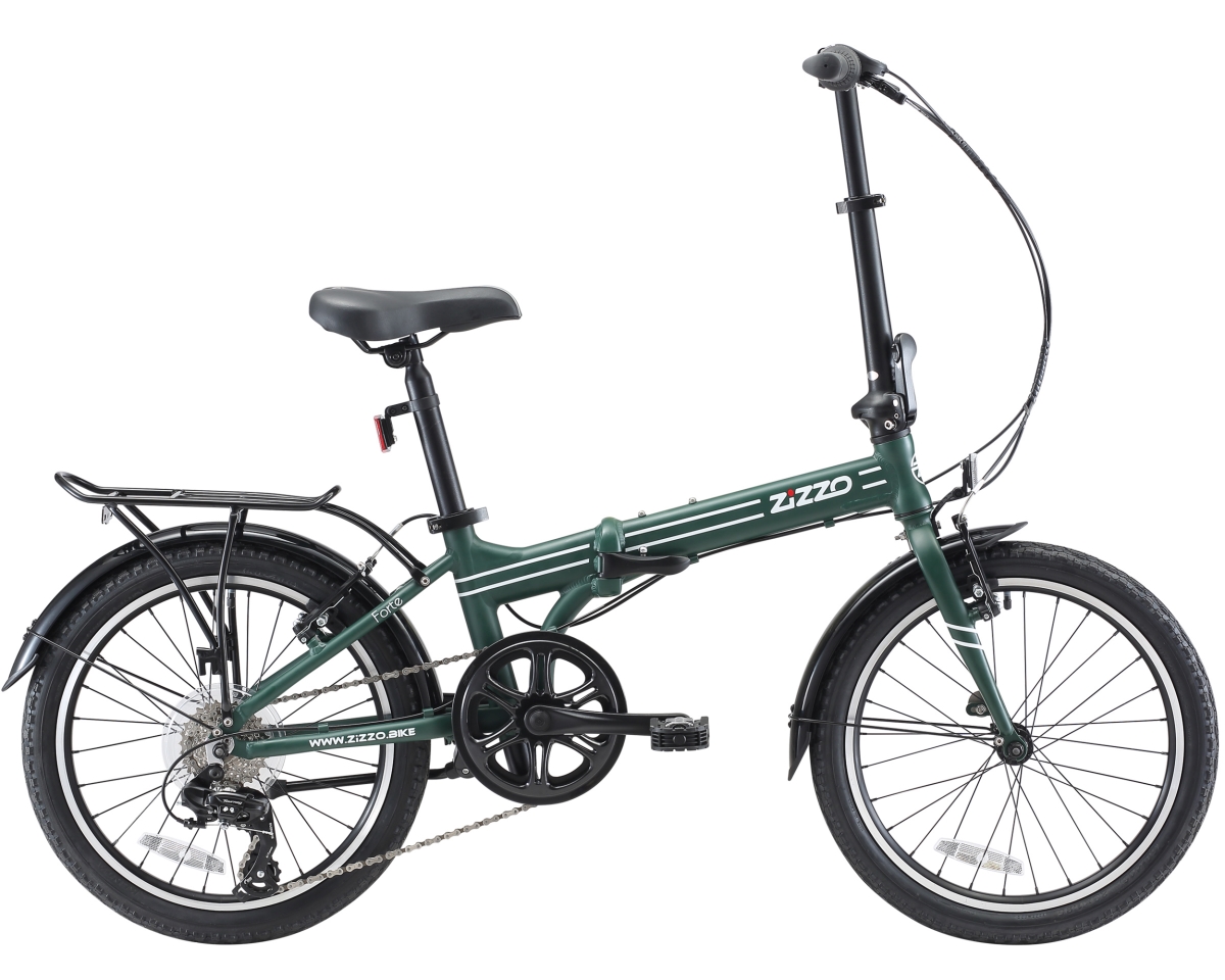 EuroMini 16051 Zizzo Forte 29 lbs Heavy Duty Lightweight Aluminum Frame Shimano 7-Speed Folding Bike&#44; Forest Green -