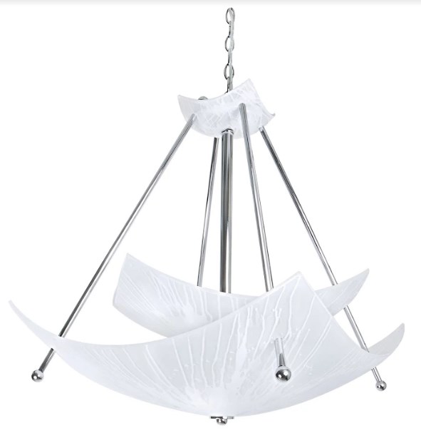 726250 28 in. East Side - Chandelier, White & Grey