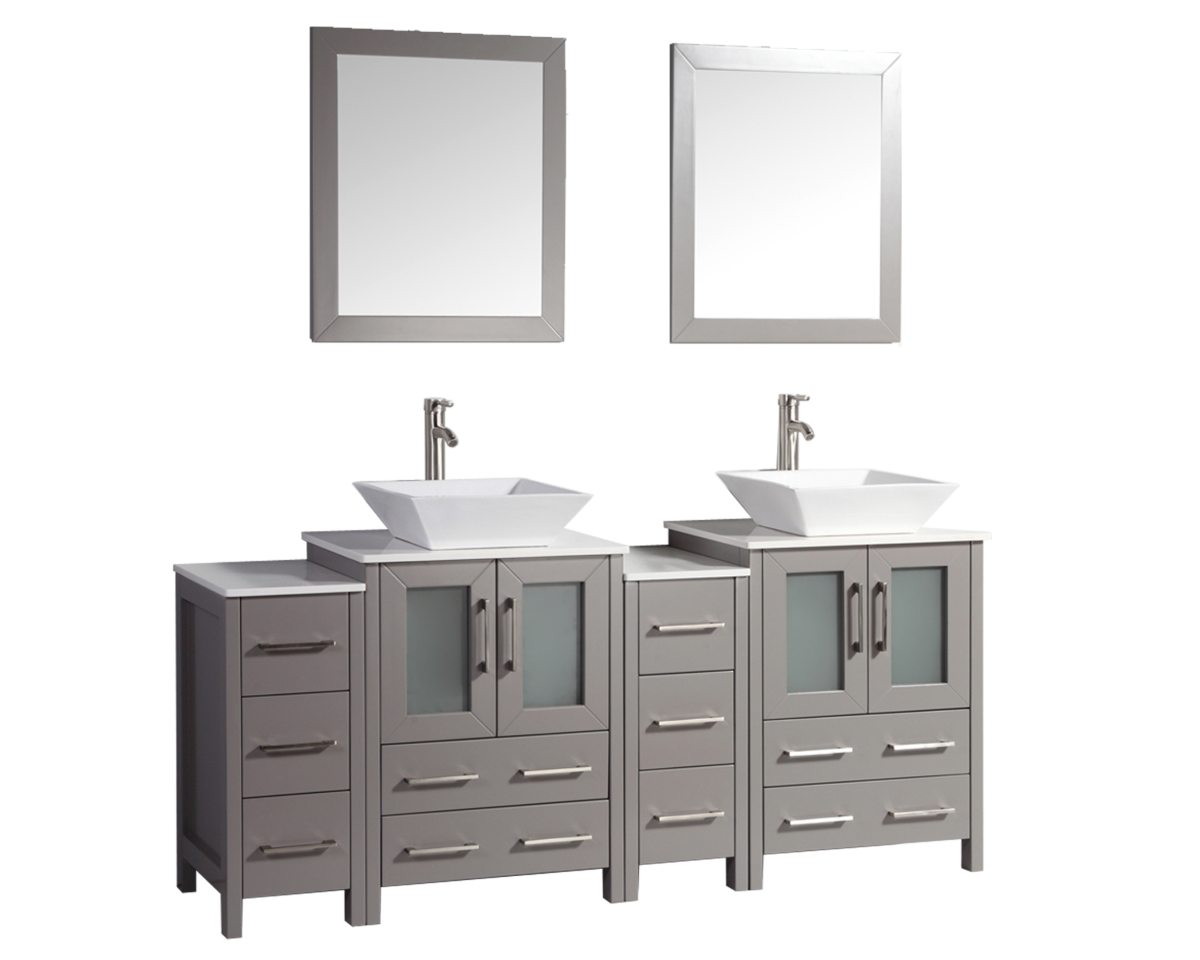 VA3124-72G 72 in. Double Sink Bathroom Vanity Set, Gray -  Vanity Art