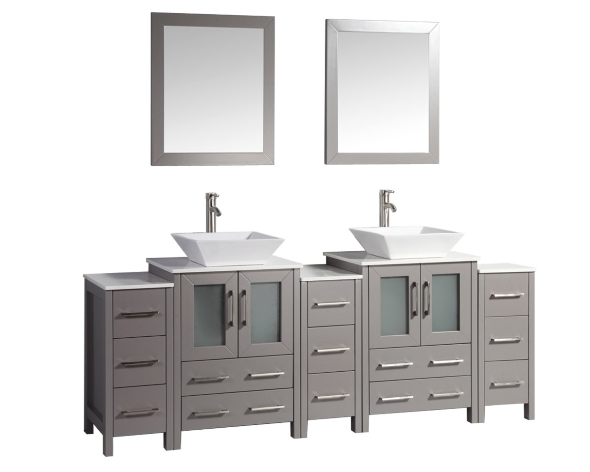 VA3124-84G 84 in. Double Sink Bathroom Vanity Set, Gray -  Vanity Art