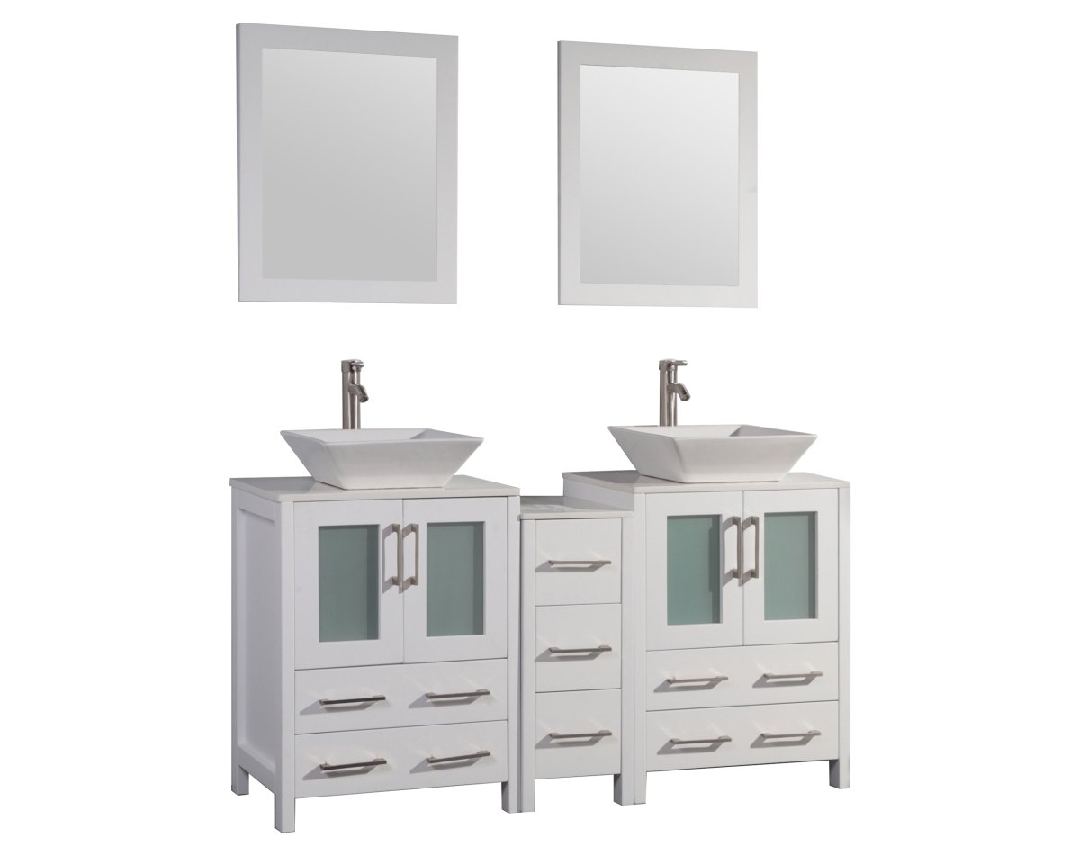 VA3124-60W 60 in. Double Sink Bathroom Vanity Set, White -  Vanity Art