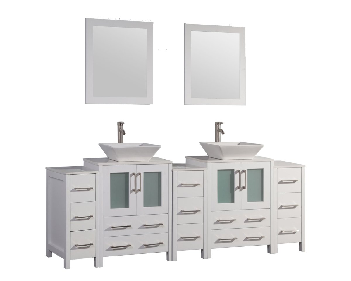 VA3124-84W 84 in. Double Sink Bathroom Vanity Set, White -  Vanity Art