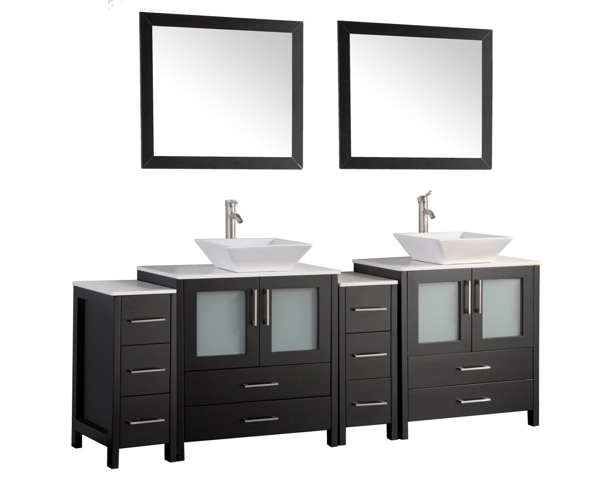 84 in. Double Sink Bathroom Vanity Set, Espresso -  Convenience Concepts, HI4374578