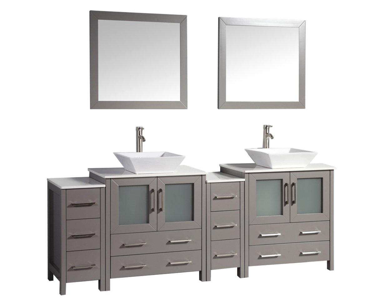 84 in. Double Sink Bathroom Vanity Set, Gray -  Convenience Concepts, HI4374584