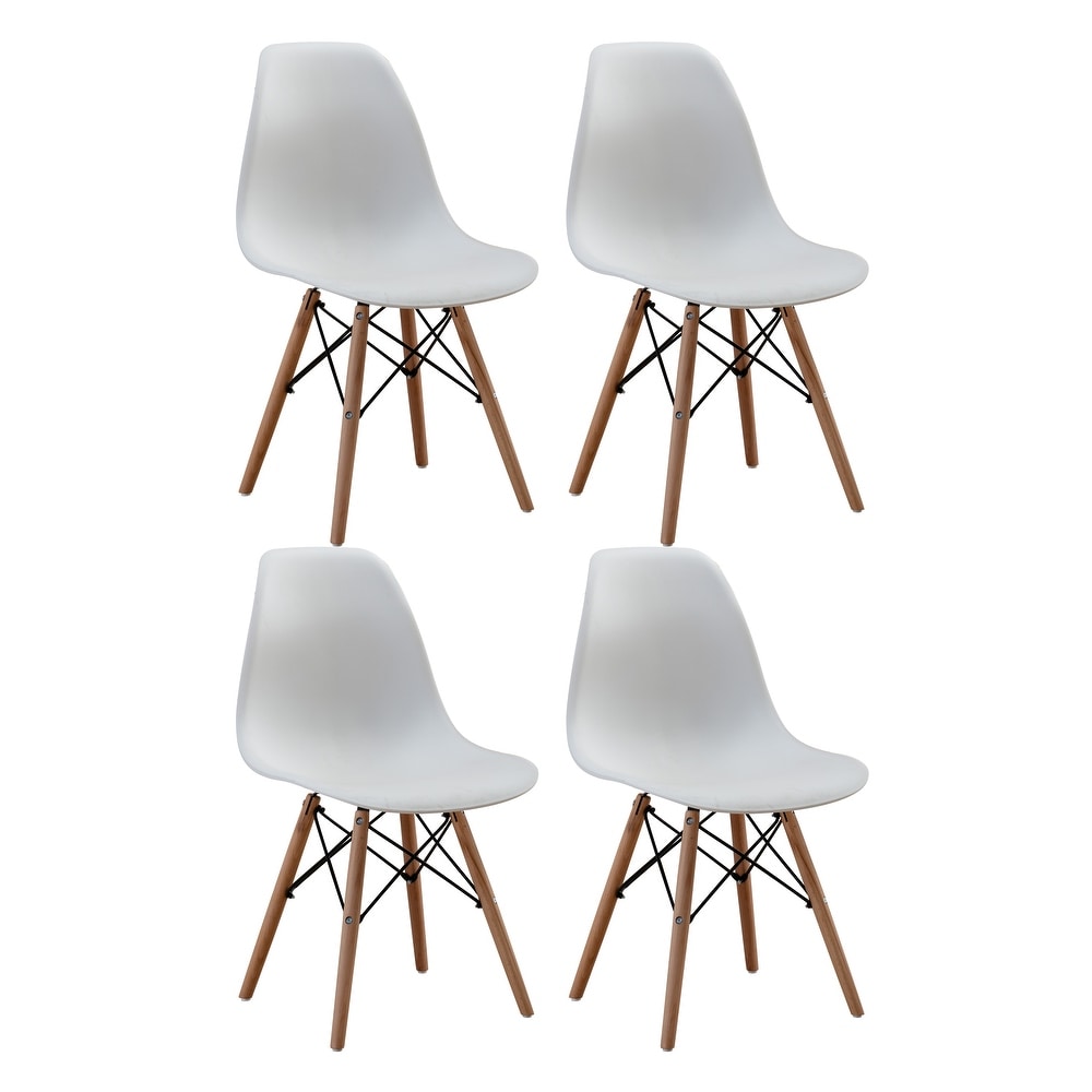 20.8 x 18.1 x 32.8 in. Modern Style Dining Chair Mid Century DSW Chair Shell Lounge Plastic Chair for Kitchen Dining Side Chairs, White - 4 Piece -  Vanity Art, UC-12W