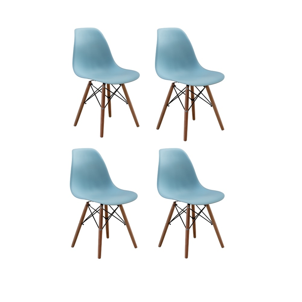 20.8 x 18.1 x 32.8 in. Modern Style Dining Chair Mid Century DSW Chair Shell Lounge Plastic Chair for Kitchen Dining Side Chairs, Blue - 4 Piece -  Vanity Art, UC-12B