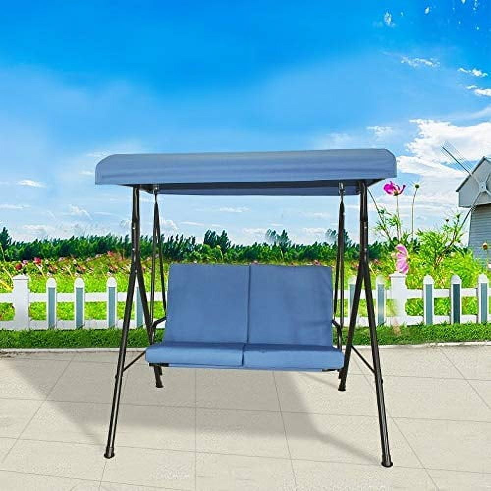 Picture of Vanity Art SW-3B Rankin 3-Seater Swing with Sunshade Hammock Cover & Stand - Blue