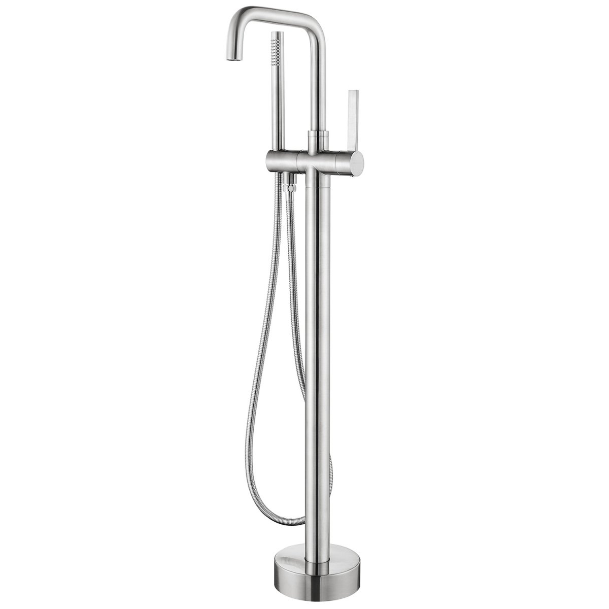 V 109215-BTF-SN Delara Freestanding Chrome Tub Faucet with Hand Shower, Satin Nickel -  Vinnova