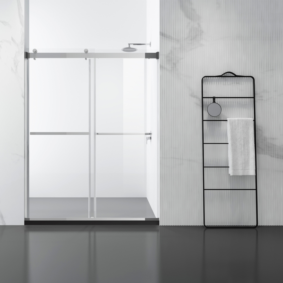 60 x 76 in. Spezia Double Sliding Frameless Shower Door, Polished Chrome -  ComfortCorrect, CO3257464