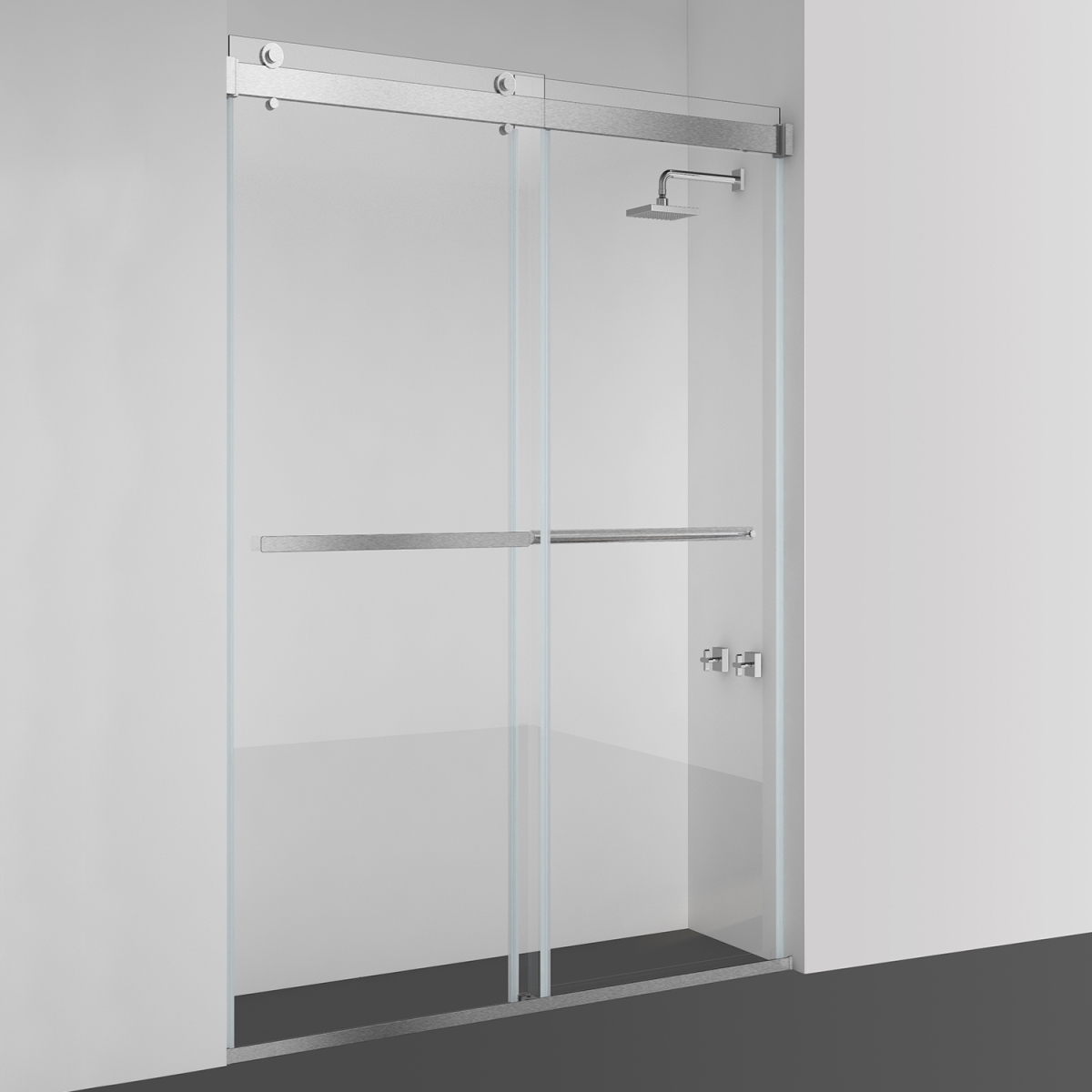 48 x 76 in. Spezia Double Sliding Frameless Shower Door, Brushed Nickel -  ComfortCorrect, CO3872970