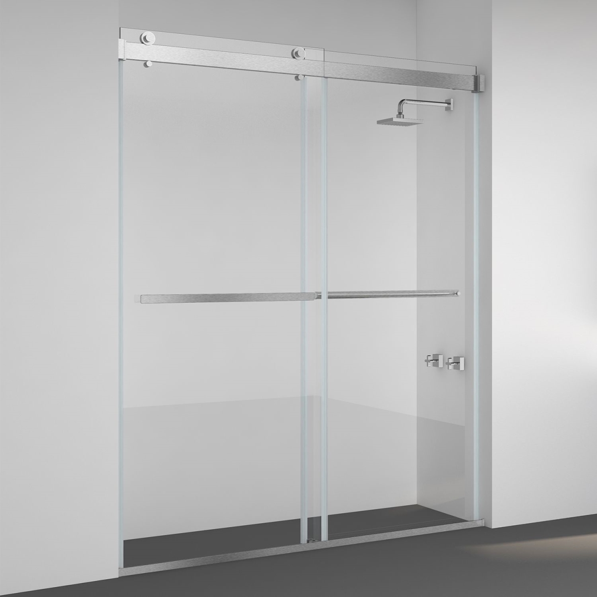 76 x 60 in. Spezia Double Sliding Frameless Shower Door - Brushed Nickel -  ComfortCorrect, CO3887599