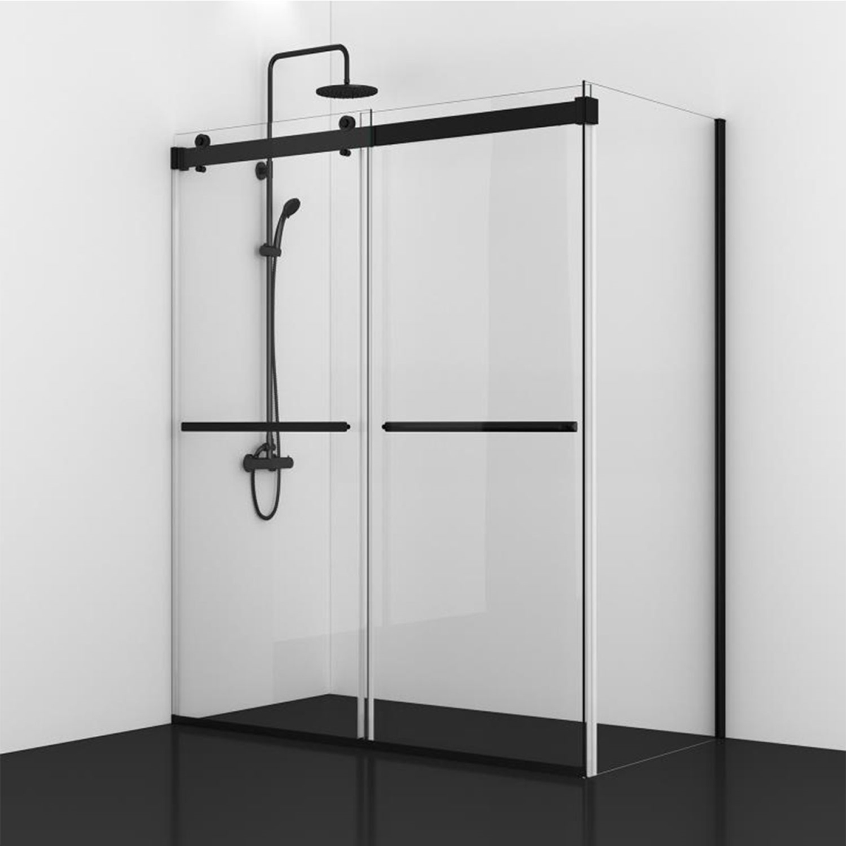 V 301060-36P-MB 76 x 60 in. Spezia Rectangle Double Sliding Frameless Shower Enclosure - Matt Black