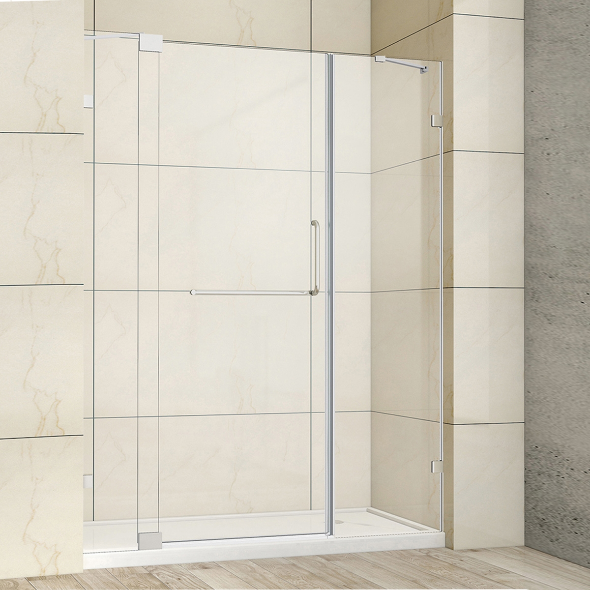 60 x 72 in. Milano Hinged Frameless Tub Door, Polished Chrome