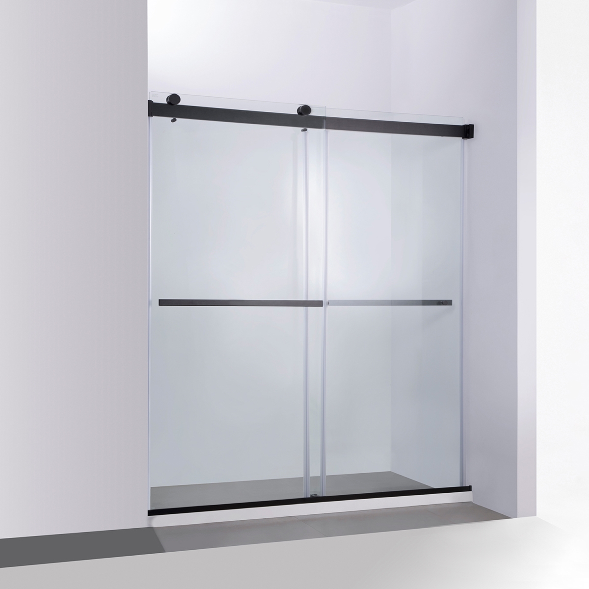 V 301068-BP-MB 68 x 76 in. Spezia Double Sliding Frameless Shower Door, Matte Black -  INNOVA