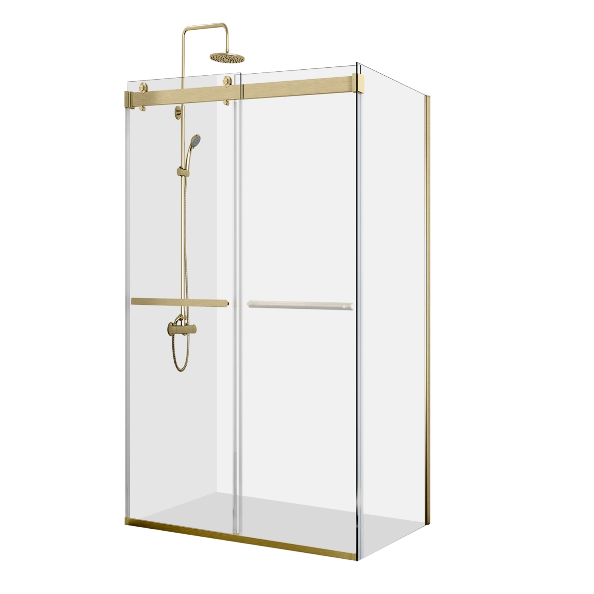 Spezia Shower Enclosure - Brushed Gold - 48 x 76 in. - Frameless Design