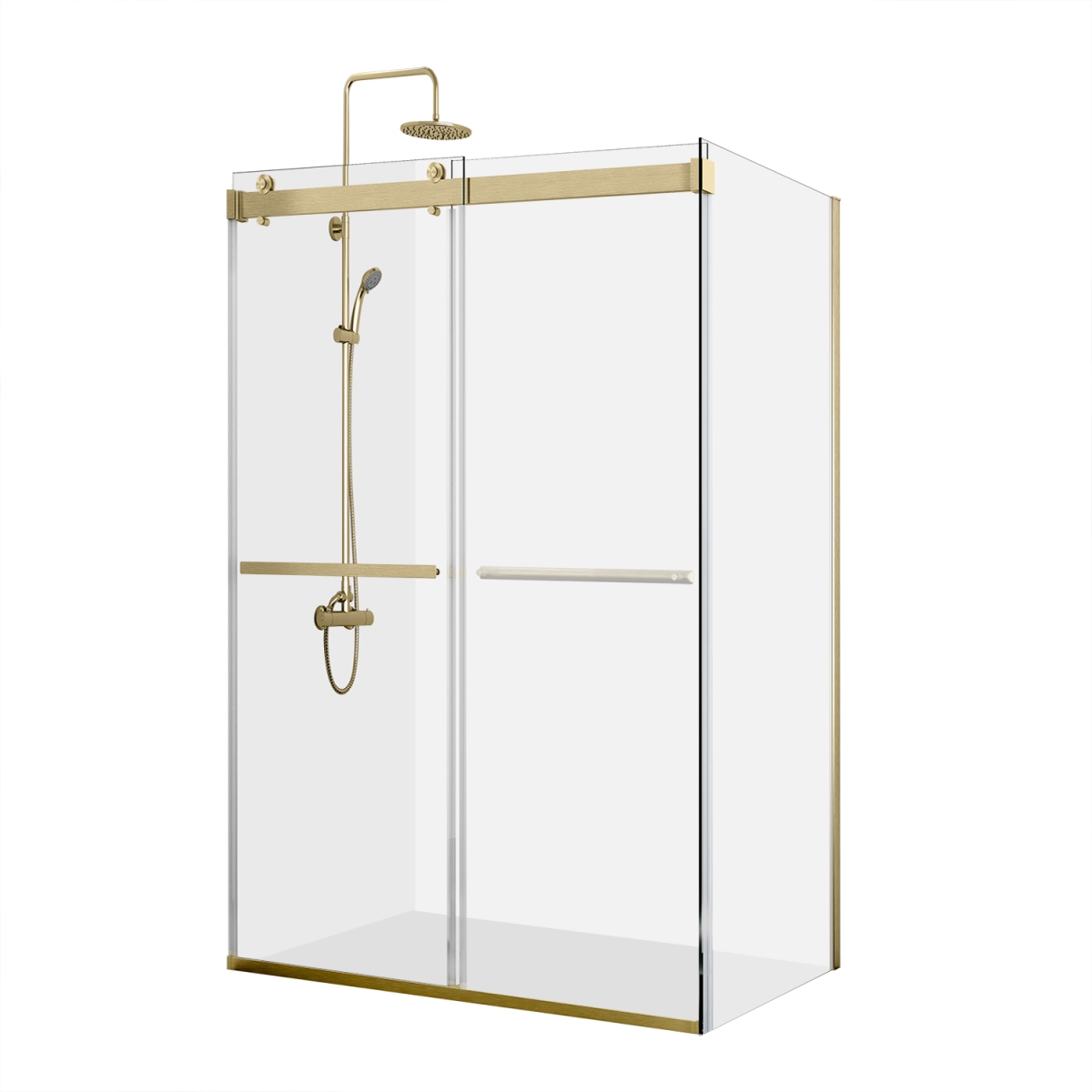 V 301060-36P-BG 60 x 76 in. Spezia Rectangle Double Sliding Frameless Shower Enclosure, Brushed Gold