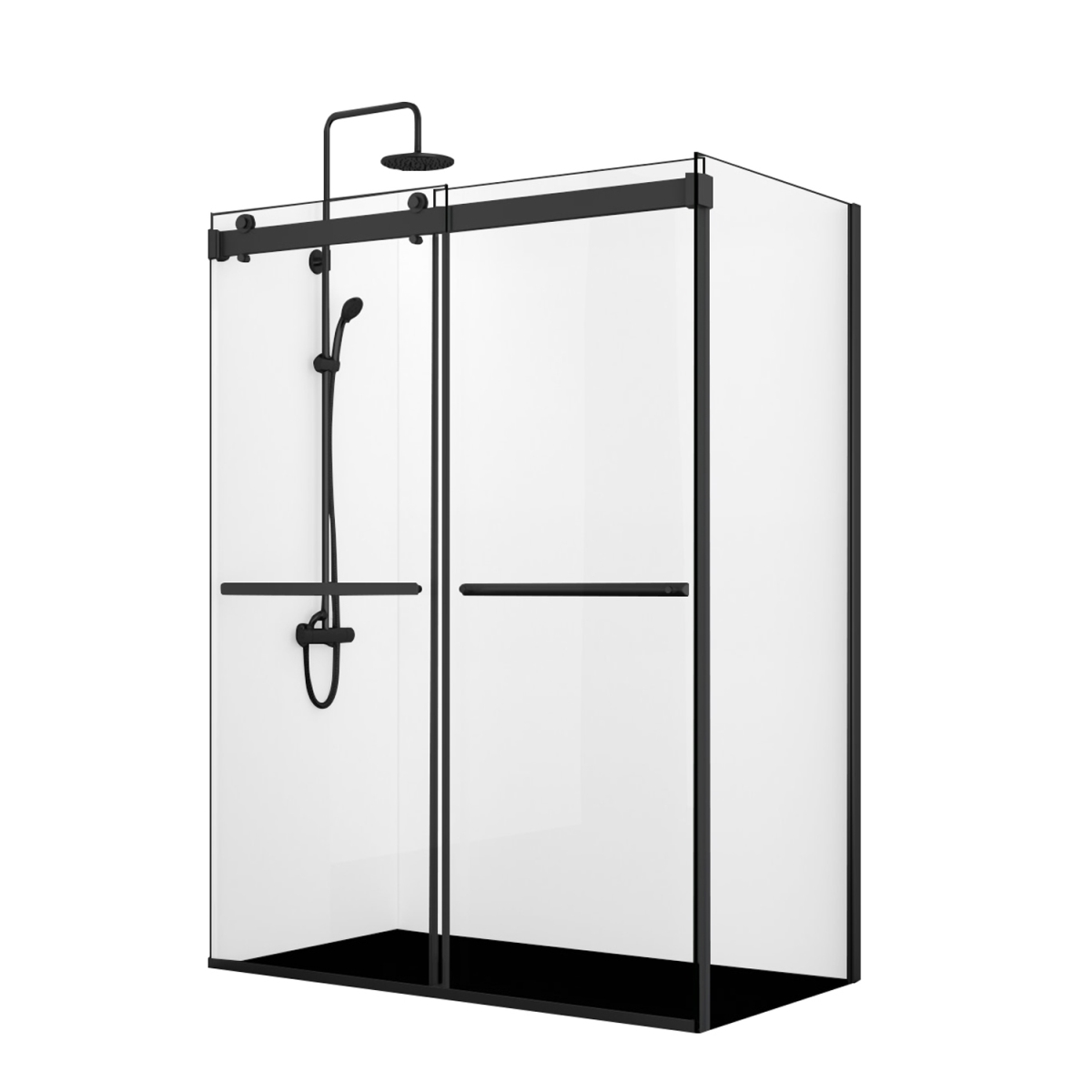 V 301056-36P-MB 56 x 76 in. Spezia Rectangle Double Sliding Frameless Shower Enclosure, Matte Black