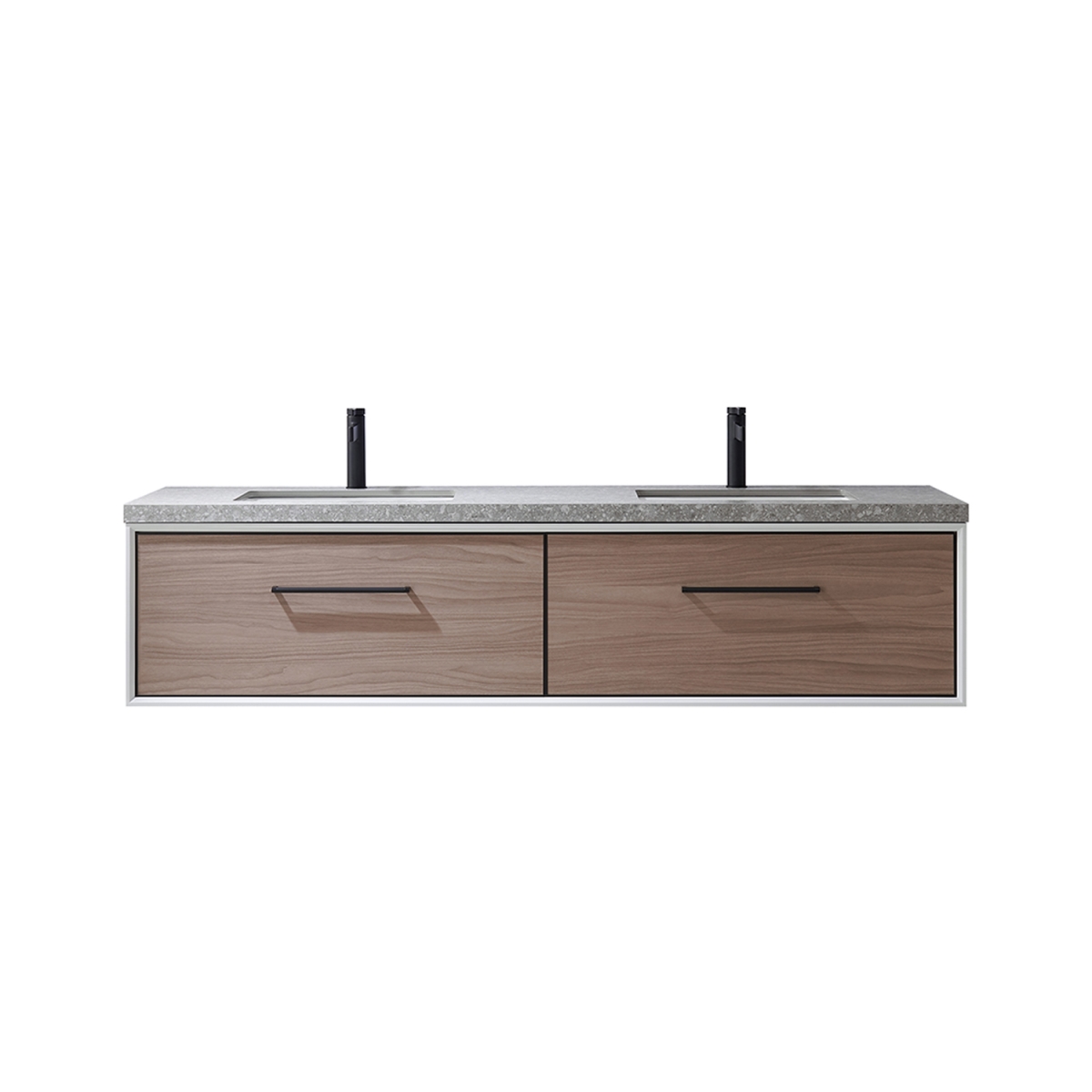72 in. Caparroso Double Sink Bathroom Vanity, Light Walnut with Grey Sintered Stone Top