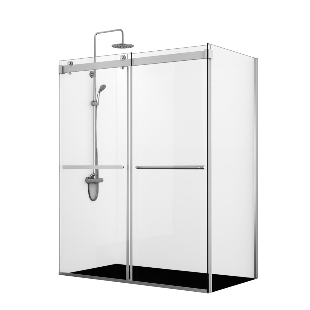 301064-36P-PC 64 x 76 in. Spezia Rectangle Double Sliding Frameless Shower Enclosure, Polished Chrome