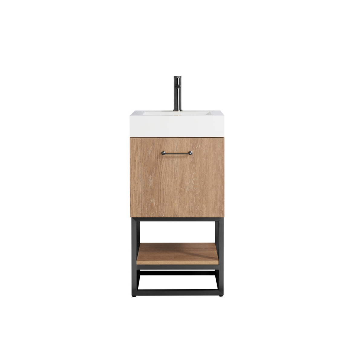 18B in. Alistair Single Sink Bathroom Vanity, North American Oak with White Grain Stone Countertop