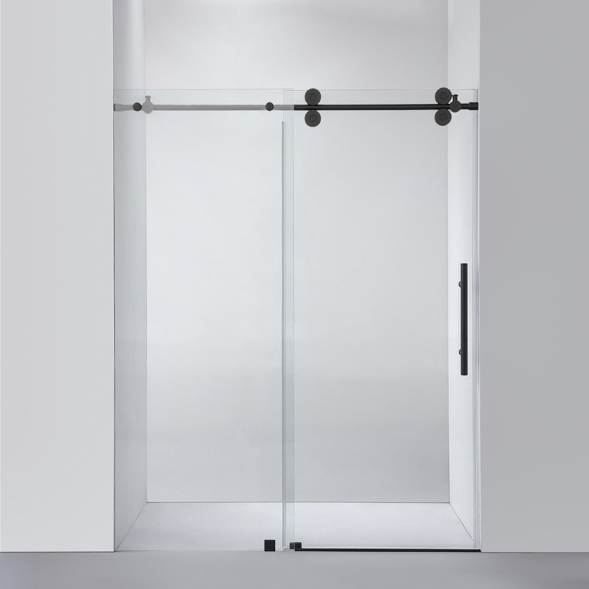 60 x 78 in. Villena Single Sliding Frameless Shower Door, Matte Black