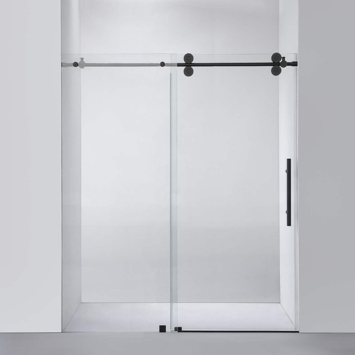 Villena Frameless Shower Door - Matte Black - 68 x 78 in. - Smooth Sliding