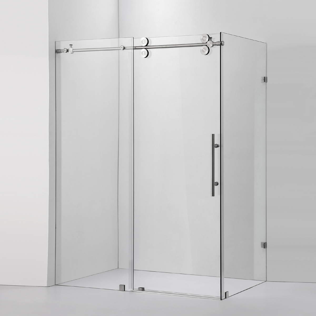Villena 52 x 78 in. Frameless Shower Enclosure - Brushed Nickel - Rectangle - Modern Design