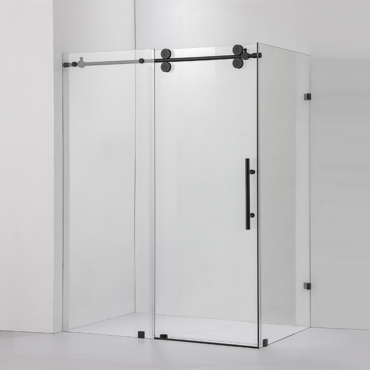 V 312060-36P-MB 60 x 78 in. Villena Rectangle Single Sliding Frameless Shower Enclosure, Matte Black