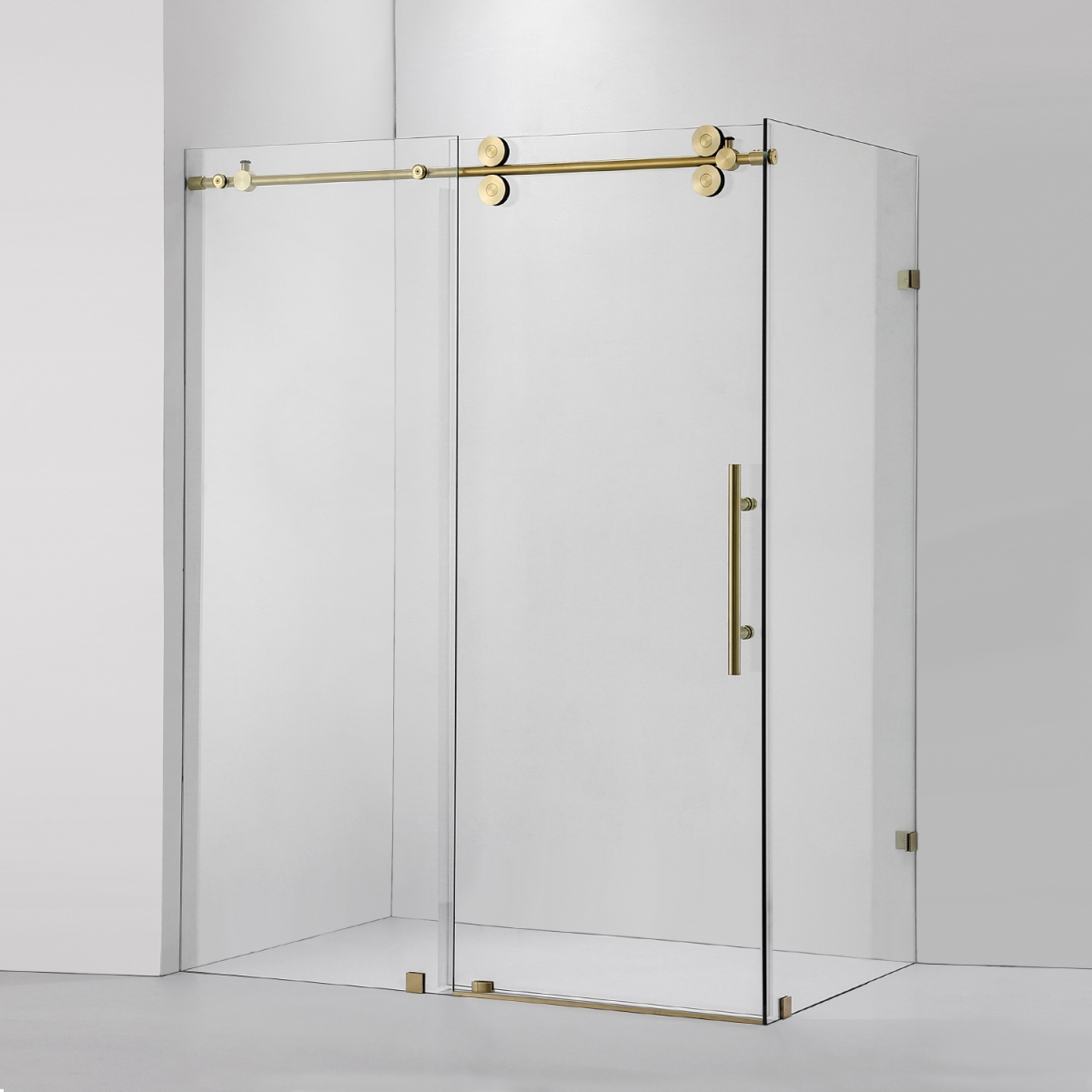 V 312060-36P-BG 60 x 78 in. Villena Rectangle Single Sliding Frameless Shower Enclosure, Brushed Gold