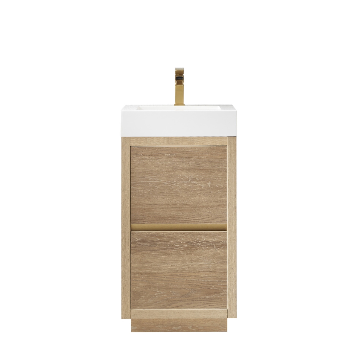 18 in. Huesca Single Sink Bathroom Vanity, North American Oak with White Composite Integral Square Sink Top
