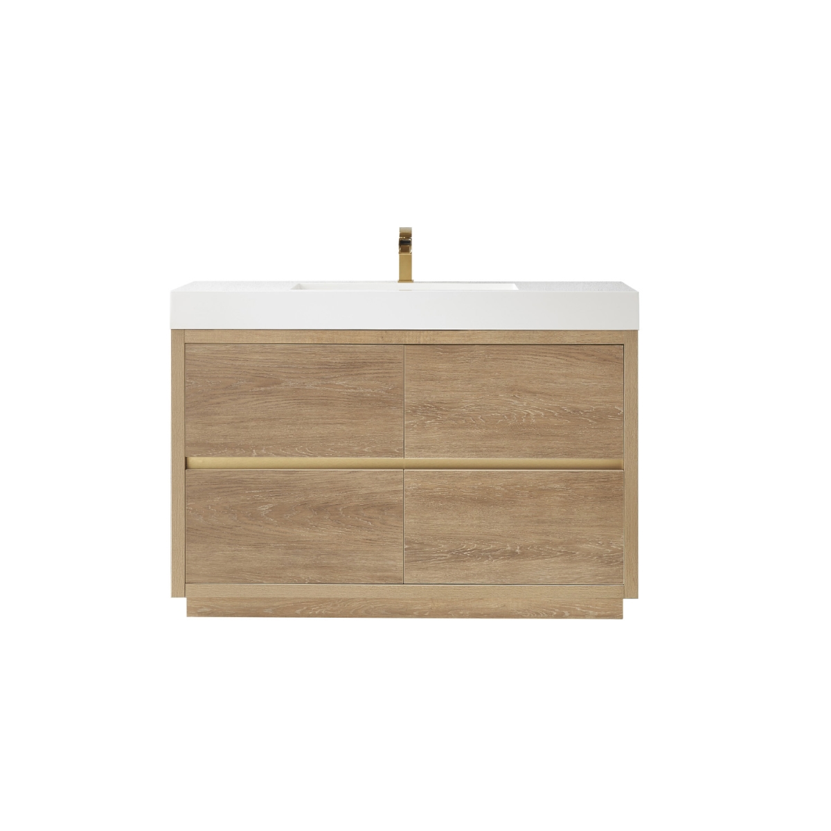 48 in. Huesca Single Sink Bathroom Vanity, North American Oak with White Composite Integral Square Sink Top