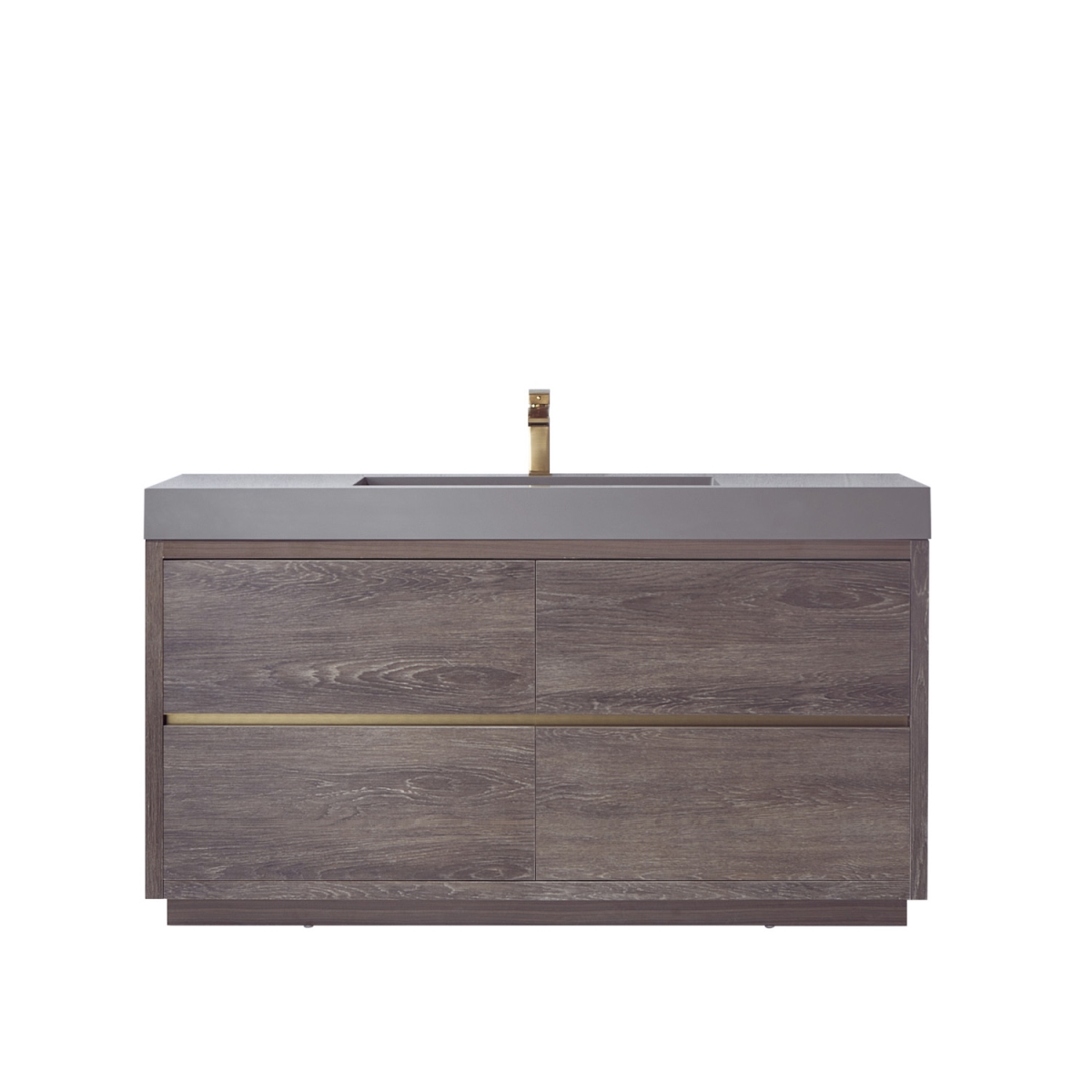 V 703060-NC-GR-NM 60 in. Huesca Single Sink Bathroom Vanity, North Carolina Oak with Grey Composite Integral Square Sink Top -  INNOVA