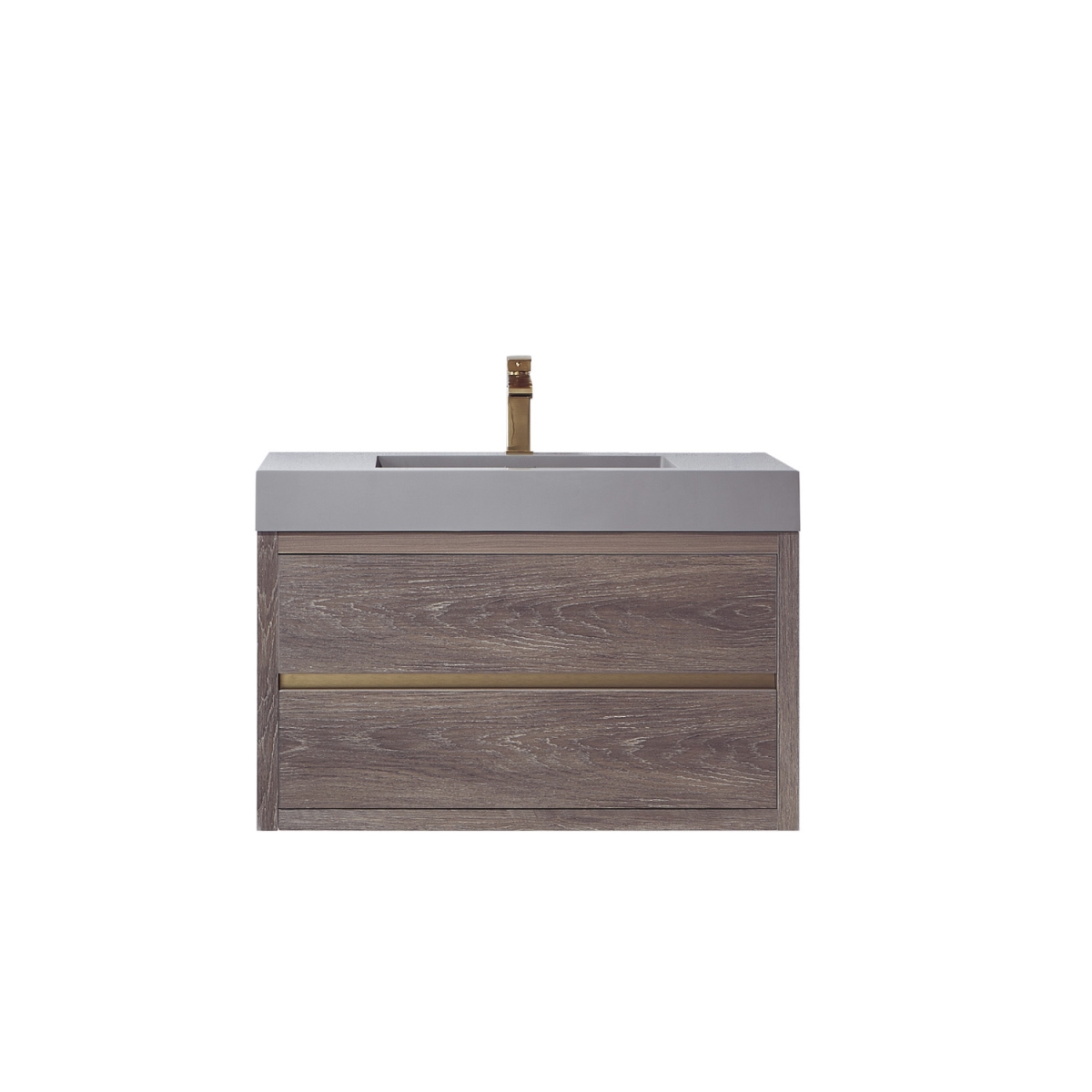 V 703136-NC-GR-NM 36 in. Palencia Single Sink Wall-Mount Bathroom Vanity, North Carolina Oak with Grey Composite Integral Square Sink Top -  INNOVA