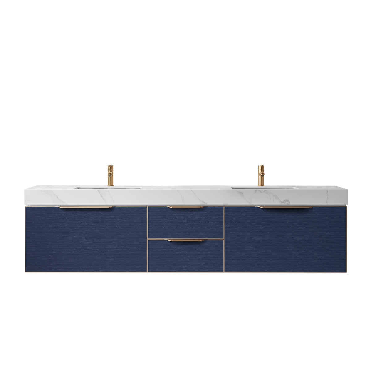 V 701484-CB-SMB-NM 84 in. Alicante Double Sink Bathroom Vanity, Blue with White Sintered Stone Top -  INNOVA