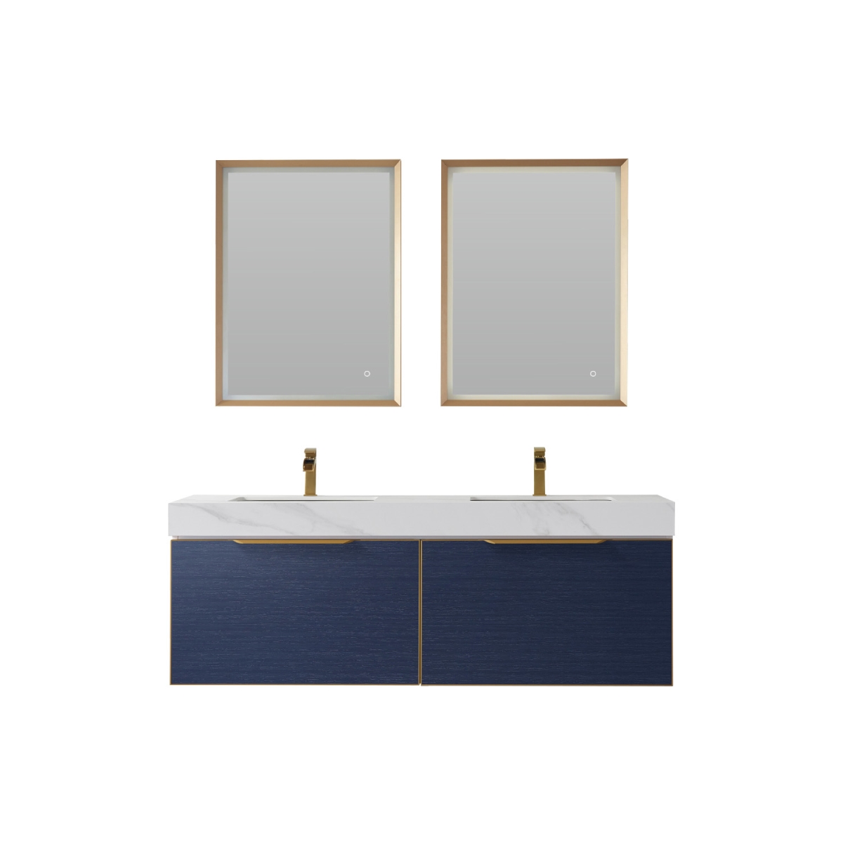 V 701460-CB-SMB 60 in. Alicante Bathroom Vanity, Classic Blue with White Sintered Stone Countertop & Undermount Sink with Mirror -  INNOVA