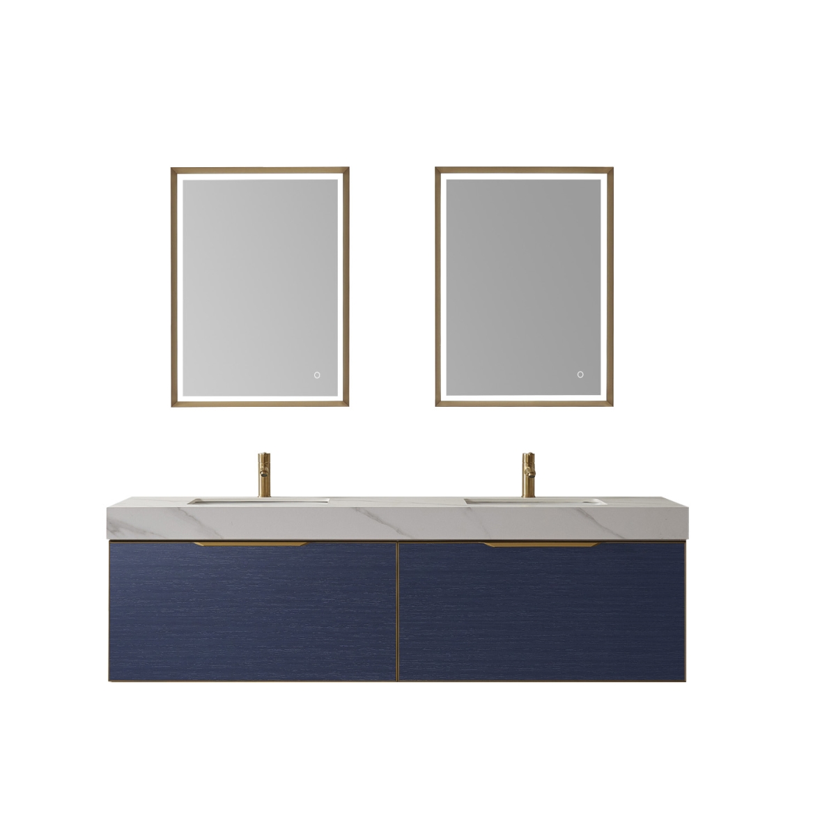 72 in. Alicante Bathroom Vanity, Classic Blue with White Sintered Stone Countertop & Undermount Sink with Mirror -  ComfortCorrect, CO3251186