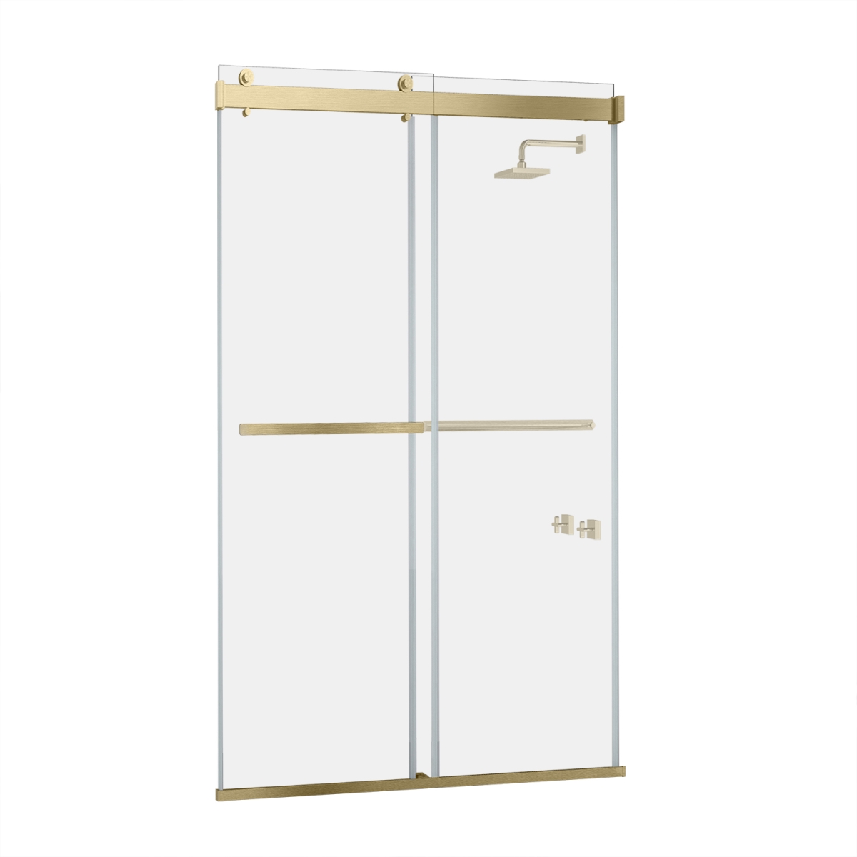 48 x 76 in. Spezia Double Sliding Frameless Shower Door - Brushed Gold