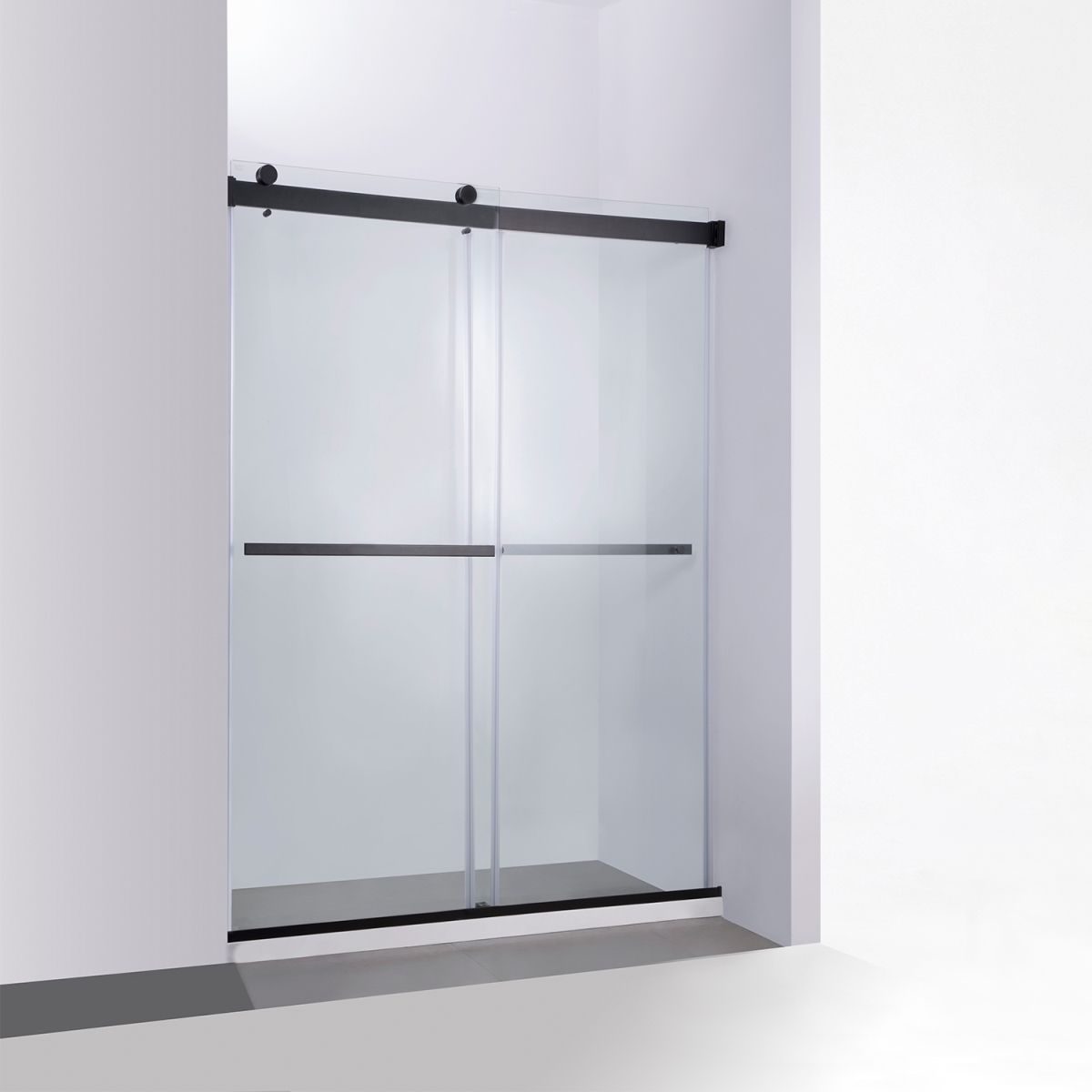 56 x 76 in. Spezia Double Sliding Frameless Shower Door - Matte Black