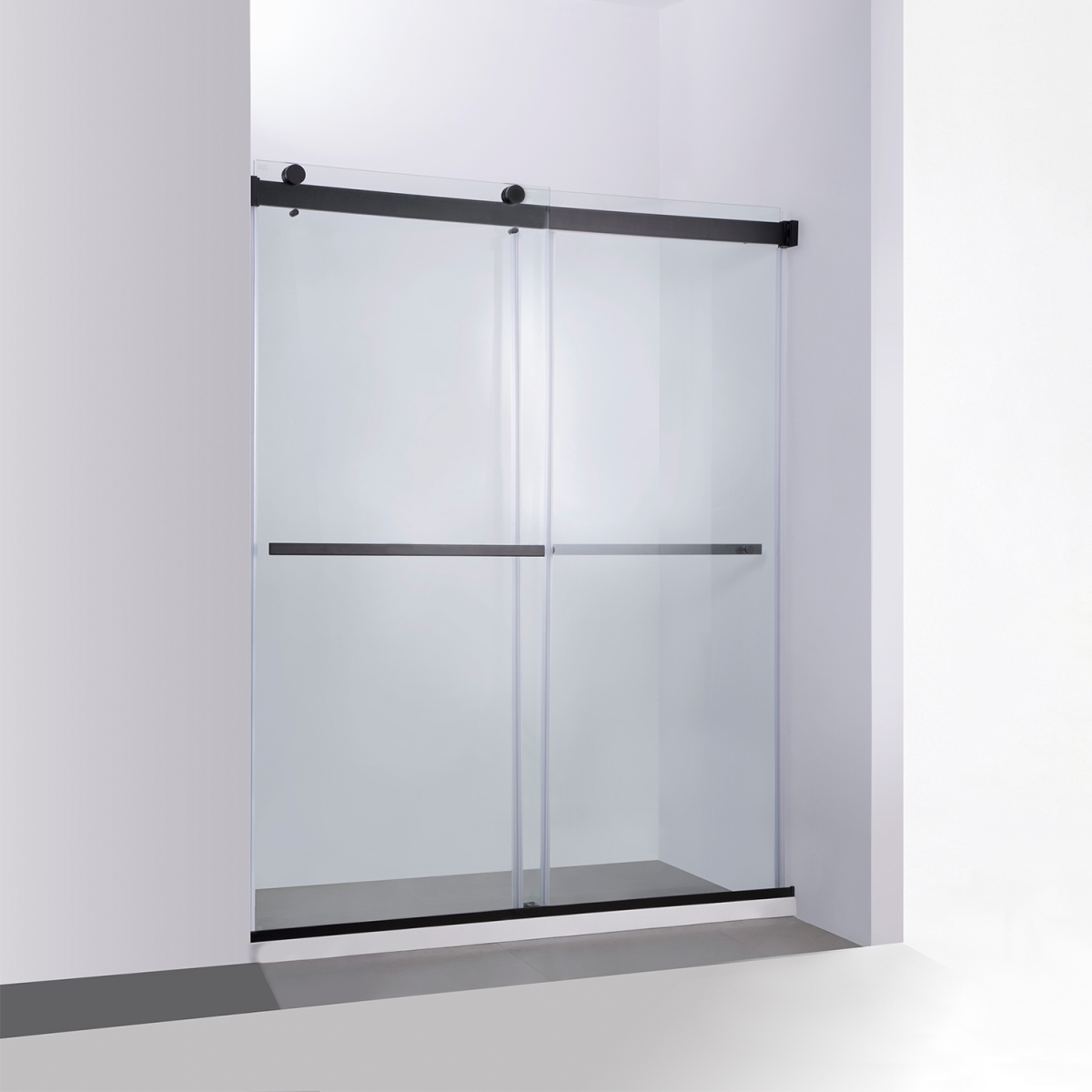 64 x 76 in. Spezia Double Sliding Frameless Shower Door - Matte Black