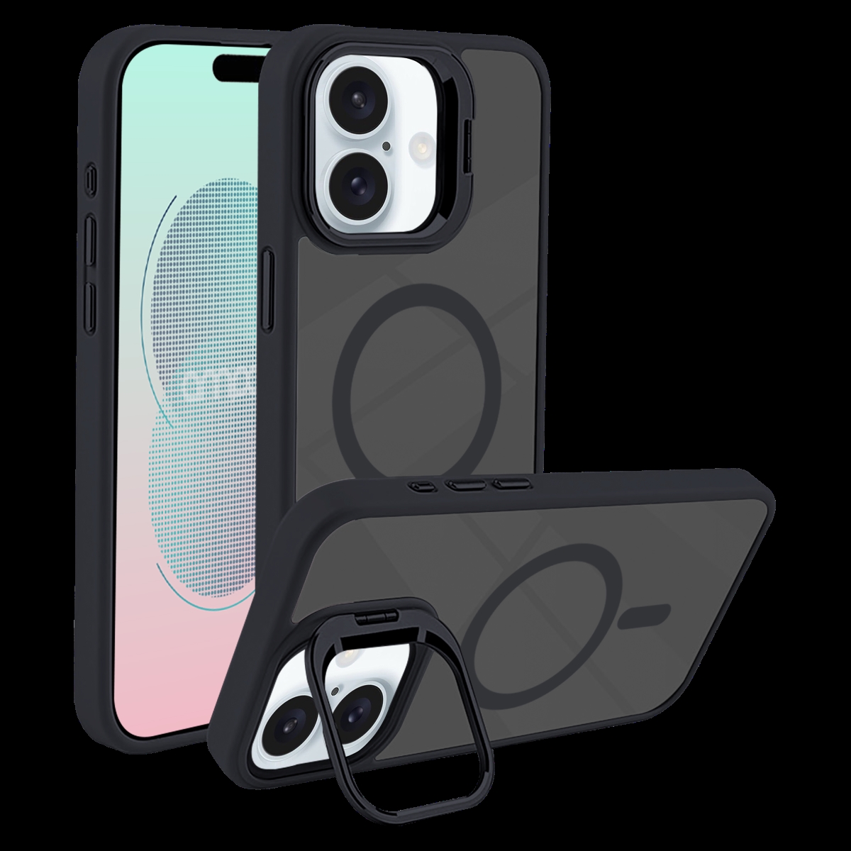 Picture of Ampd AA-IPH16-CAMKICK-BLK Acrylic Smoke Camkick Magsafe Case for Apple iPhone 16 - Black