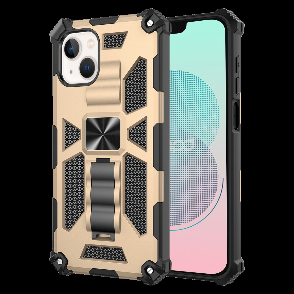 Picture of Ampd AA-IPH13-SPIDERKICK-GLD Dual Layer Spiderkick Case for Apple iPhone 13 - Gold