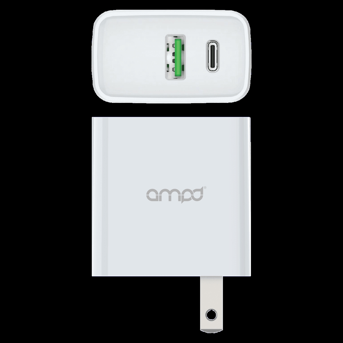 Picture of Ampd AA-20WPDFAST-WHT 20W PD Fast USB C & USB A Dual Port Wall Charger - White